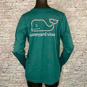 Vineyard Vines Tee Long-Sleeve Candy Cane Design Whale Pocket Crew Neck SZ Med